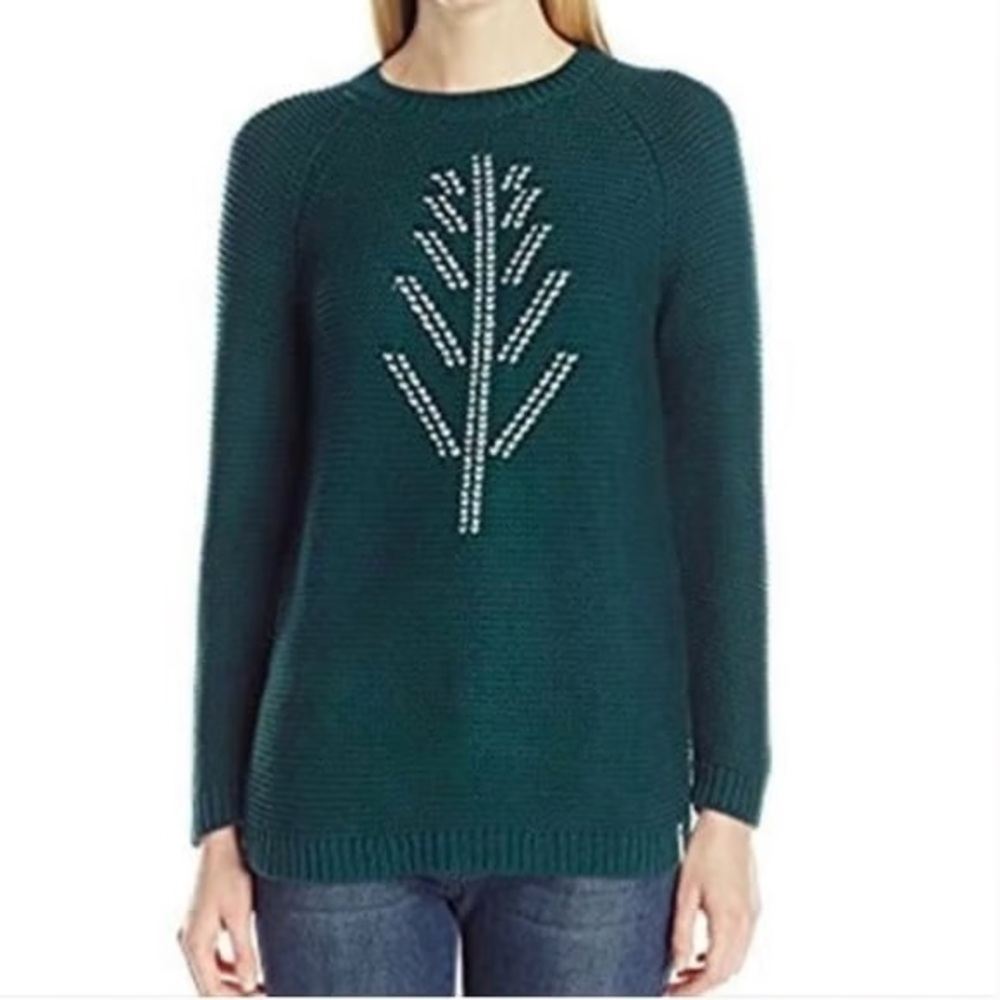 Woolrich Womens Sweater large Green Knit Patterned Cotton/Acrylic Blend